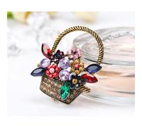 MOBUTOFU Broche Vintage Panier de Fleurs Cristaux, Broche Clip en Alliage, Épingle à Poitrine pour Femmes, Accessoire Bijou Mode pour Fêtes et Occasions Spéciales - 1 Pièce