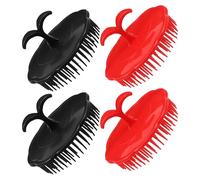 MOBUTOFU Brosse à Shampooing Ronde 4 Pièces Plastique Souple Masseur Cuir Chevelu Portable pour Usage à Domicile et Voyage Nettoyage Cheveux Mouillés