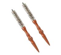 MOBUTOFU Brosse Ronde Spirale Mini Lot de 2 Poils de Sanglier et Manche en Bois pour Coiffage Rapide Bouclage Brushing Frange et Barbe Salon Coiffure