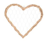 MOBUTOFU Cadre Photo pour Décoration Murale Élégant de Cœur Tissé en Saule et Fer, Support Mural Multifonction Style Vintage Beige Chambre et Bureau
