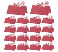 MOBUTOFU Cartes D'invitation pour Mariage en Papier Rouge Découpe Fleur de Rose, Lot de 50 Pièces, Style Romantique et Design Unique pour Table de Fête