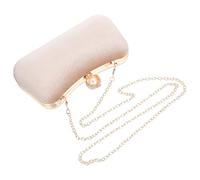 MOBUTOFU Clutch Paquet à Main Femme Élégant Fermoir en Perles, Pochette de Soirée Beige en Polyester Compact et Raffiné pour Banquet et Dîner