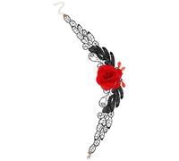 MOBUTOFU Collier Ras-du-cou en Dentelle Rouge à Fleurs Superposées, Style Gothique Lolita, Léger et Résistant, pour Robe de Fête ou Mariage
