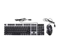 MOBUTOFU Combinaison Clavier et Souris D'ordinateur Ergonomiques USB Noir 104 Touches, Structure Suspendue et Souris Filaire Confortable pour Jeu et Travail