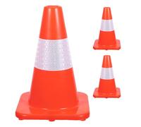 MOBUTOFU Cônes de signalisation routière en Plastique 3 pièces Orange, cônes réflecteurs, Panneau de signalisation pour projets de sécurité routière et Chantier, légers, Portables et
