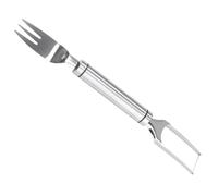 MOBUTOFU Coupe-melon en Acier Inoxydable Argenté 2-en-1 Fourchette et Couteau, Outil de Coupe des Fruits Pratique et Résistant Maison