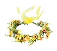 MOBUTOFU Couronne de Fleurs et Fête Annuelle Ajustable Tournesol Jaune Accessoire Léger en Pp et Fer pour Coiffure de Mariée pour Plage
