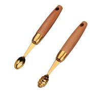 MOBUTOFU Cuillères à Boules de Fruits pour Pastèque et Fruit Dragon en Acier Inoxydable et Bois de Sapele 2pcs, Ustensiles Cuisine Robustes et Faciles à Nettoyer à Domicile ou Hôtel