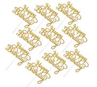 MOBUTOFU Décorations de Gâteau Décoration de Table en Papier 10pcs pour Anniversaire, Cake Toppers en Papier Doré pour Fête Shower ou Anniversaire