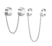 MOBUTOFU Ensemble de Bagues Punk à Chaîne Ouverte Ajustable en Alliage Argenté pour Femmes, Bague Unisexe à Maillons, Bijoux pour Doigts au Style Gothique