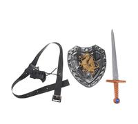 MOBUTOFU Épée et Bouclier Médiévaux Légers en Plastique et Cuir PU, Accessoires Cosplay Réalistes pour Événements Médiévaux et Halloween, Confortables à Porter