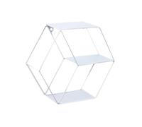 MOBUTOFU Étagère Murale Hexagonale Blanche Style Nordique Créatif en Fer à Double Couche Facile à Installer et Nettoyer, pour Décoration Cuisine ou Salon