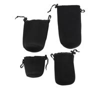 MOBUTOFU Étui pour Objectif en Néoprène Étanche Noir Crochet, Lot de 4 Pièces, Protection pour Accessoires Photo et Petits Appareils Photo
