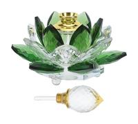 MOBUTOFU Flacon en Verre Cristal Vert Motif Lotus Rechargeable pour Parfums d'Intérieur, Décoration Maison, 1 Pièce Pratique pour Voyages d'affaires
