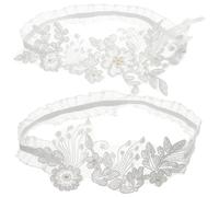 MOBUTOFU Jarretière de Mariage pour Cérémonie de Mariage Décoration de Jambe Confortable en Dentelle Blanche Perles Ensemble Chic et Élégant pour Femme