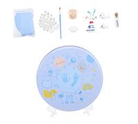 MOBUTOFU Kit Souvenir D'empreintes De Main Et Pied - Né Pour Bébé, Moule Sans Danger, Couleur Bleu Clair, Léger Et Portable, Pour Mémoire D'enfance, Coffret Métallique