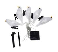 MOBUTOFU Lampe Décorative LED Solaire Forme Rouge-gorge Blanc pour Jardin et Terrasse 30 Leds Basse Consommation Ip44 Étanche
