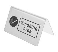 MOBUTOFU logo de zone fumeurs en acier inoxydable, panneau double face, plaque de table argentée, indicateur de zone fumeurs intérieure, pour espaces publics désignés
