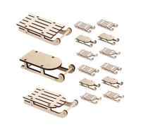 MOBUTOFU Lot de 15 Traîneaux en Bois Miniatures pour Décoration de Noël, 3 Styles Assortis, Ornements Décoratifs de Table, DIY Festif et Centre de Table, Décorations Artisanales pour