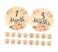 MOBUTOFU Lot de 18 Cartes Mensuelles en Bois Beige pour Bébé -né, Signes de Croissance Faciles à Ranger, Accessoires Photo et Décoration pour Photographie