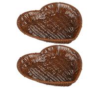 MOBUTOFU Lot de 2 paniers de rangement en rotin imitation tissés à la main en forme de cœur, panier à pour fruits et collations, plateau de service rustique pour cuisine et Réutilisable