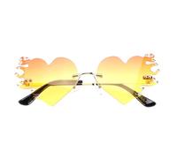 MOBUTOFU Lunettes de Soleil sans Monture de Cœur, Légères en PC Flamme, pour Fêtes, Diffusion en Direct et Enterrement de Vie de Jeune Fille