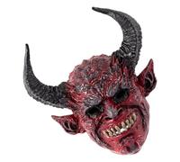 MOBUTOFU Masque de Démon Rouge à Cornes en Écume Sangle Élastique, Couvre-tête Effrayant pour Hommes, pour Cosplay et Soirées Masquées