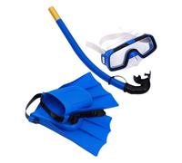 MOBUTOFU Masque de Plongée Garçon Fille avec Palmes Flexibles Réglables Tube Respiratoire Silicone Équipement de Snorkeling pour Garçon Fille Confort et Durabilité Kit Complet Bleu
