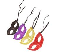 MOBUTOFU Masque Demi-visage Décoratif en Plastique 4 Pièces | Style Élégant Mystérieux, Finition à Poudre Dorée, pour Photos de Fête et Tenues Costumées