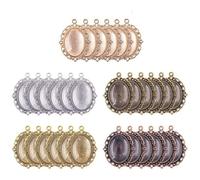 MOBUTOFU Métal Accessoires pour Pendentifs de Bijoux Lot 60 Pièces, Ovales | Finition Dentelle, Assortiment de Couleurs, pour Colliers, Fleurs Pressées, Cosplay et Création