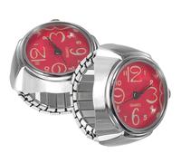MOBUTOFU Montres à Bague Créatives Boîtier Métal 2pcs, Affichage Mini Temps Chiffres Larges, Accessoires Mode et Présents pour Femmes et Garçon et Filles