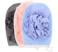 MOBUTOFU Moufles Exfoliants pour Bain 3 Pièces en Fibre de Maille Pe et Tissu Éponge, Confortables et Efficaces pour Enlever L'excès de Sébum Plusieurs styles