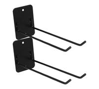 MOBUTOFU Organisateur Mural Multifonctionnel 2 Pièces en Fer Noir pour Outils de Jardin et Balais, Support de Rangement Gain de Place pour Garage Cuisine