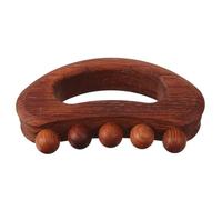 MOBUTOFU Outil de massage gua sha en bois à cinq boules, structure incurvée avec poignée, idéal pour traitement manuel visage, cou et dos