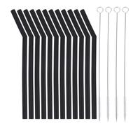 MOBUTOFU Pailles à Boissons Pliantes Réutilisables en Silicone Noir 16 Pcs Goupillon Portable pour Nettoyage Facile en Voyage ou Fête