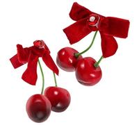 MOBUTOFU Paire de Pinces à Cheveux pour Filles Accessoires Adorables et Confortables Cerises Nœud en Métal et Tissu en Automne et Hiver