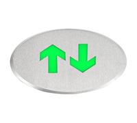 MOBUTOFU Panneau de Sortie de Secours Lumineux, Panneau de Sortie Bidirectionnel en Acier Inoxydable Argenté, Flèche à Deux Directions, pour Évacuation et Situations D'urgence,