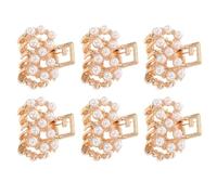MOBUTOFU Pinces à cheveux en alliage blanc 6 pièces avec perles pour cooking et make up - Mini pinces à griffes décoratives et maintien sûr