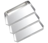 MOBUTOFU Plaques de Cuisson Design Délicat et Robuste en Acier Inoxydable Argenté Lot de 3 pour Pâtisserie et Repas en Famille