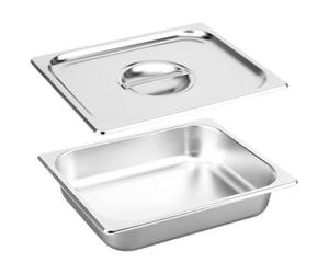 MOBUTOFU Plat de Service Rectangulaire 1/2 Gn en Acier Inoxydable Épais 6,5 Cm avec Couvercle Hermétique, Bac Gastronorme Inox pour Buffet et Restauration, Plateau de Cantine Solide