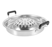 MOBUTOFU Poêle à Griller Coréenne Portable en Aluminium Argenté Poignée, Plateau de Gril Multifonction Facile à Transporter pour Barbecue en Plein Air