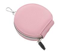 MOBUTOFU Porte-Monnaie Rond Compact Porte-Clés Rose Zippé pour Femmes Usage Quotidien Multifonctions Portable
