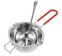 MOBUTOFU Pot de Fromage Fondu en Acier Inoxydable Argenté avec Cuillère Mélangeuse, Creuset Chocolat, Cuisine Maison, 1 Set Couleur Aléatoire