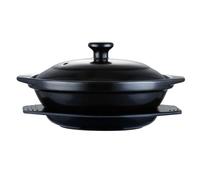 MOBUTOFU Pot en Céramique Noir 610ml Poignées Binaurales Résistant de 20℃ à 600℃ pour Cuisson Braisée et Plats Mijotés