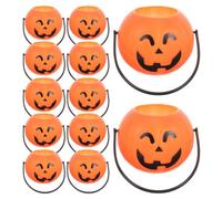 MOBUTOFU Seau à Bonbons Citrouille en Plastique Léger et Facile à Transporter, Lot de 12 pour Décoration Halloween et Fête Carnaval Couleur Aléatoire Plusieurs styles