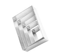 MOBUTOFU Set de 5 Moules Inox Rectangulaires en Acier Inoxydable pour Biscuits, Emporte-pièces Pâtisserie Multifonctions, Facile à Nettoyer, Cuisson Préparation de Biscuits