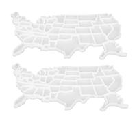 MOBUTOFU Silicone Moule Puzzle Alimentaire 2 Pièces Carte des États-Unis | Précis et Lisse, Compatible Savonnette et Époxy, Blanc et Bleu, pour Ateliers et Activités Scolaires