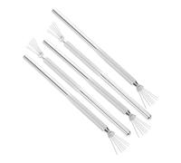 MOBUTOFU Stylos à Pointe Fine pour Nail Art en Métal Argenté, 5 Pièces Multifonctionnels Motif Quadrillé Élégant, Faciles à Utiliser pour Créations Précises et Professionnelles