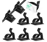 MOBUTOFU Support de Cordon Auto-adhésif en Plastique Noir, Lot de 10 Clips Organisateurs de Câbles Finition Mate, Gestion des Fils Cuisine ou Bureau
