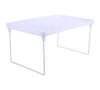 MOBUTOFU Support de Rangement de Bureau Blanc Pliable Organiseur de Bureau avec Antidérapants Étagère de Rangement Pratique pour Accessoires et Petits Objets